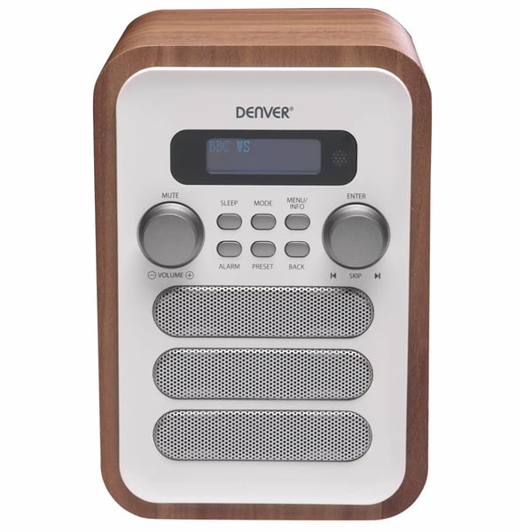 Denver DAB-48WHITE Digitalradio med Bluetooth og FM - Hvid/Træ
