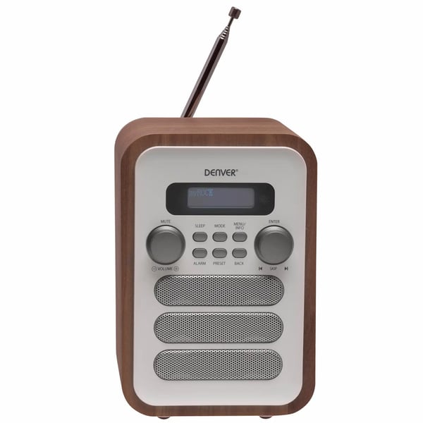 Denver DAB-48WHITE Digitalradio med Bluetooth og FM - Hvid/Træ