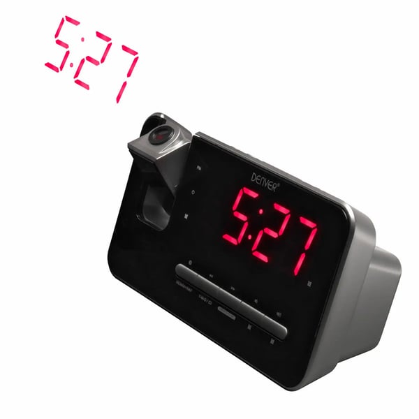Denver clockradio med projektion og dobbelt alarmfunktion