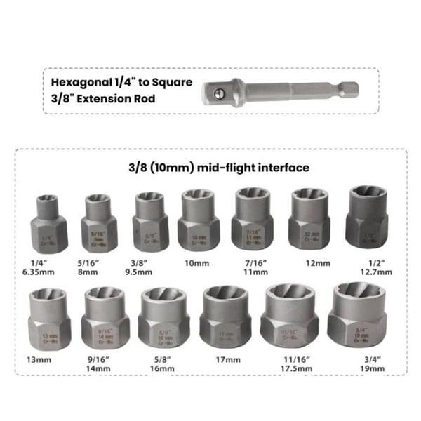 Hylsnyckelsats 14 delar 1/4" till 3/4"