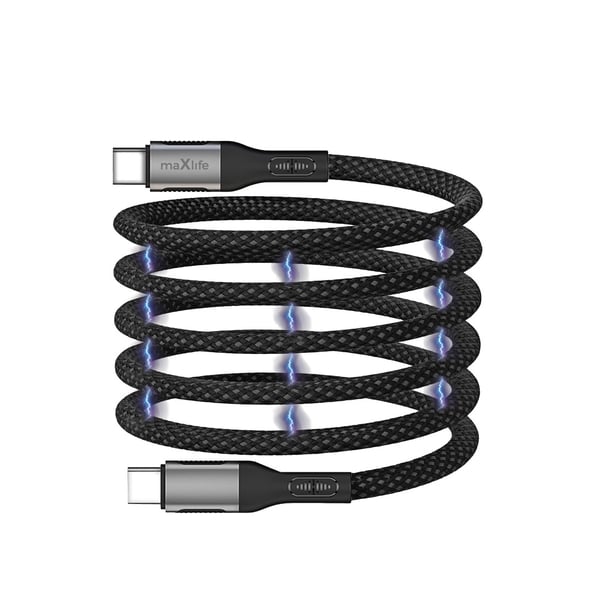 Maxlife magneettinen USB-C-kaapeli 100 W 1 m – musta nailon