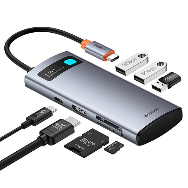 Baseus 7i1 USB-C Hub med HDMI / 3x USB 3.0 / USB-C PD / SD / microSD