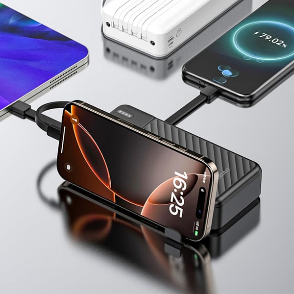 Dudao Pro 20000mAh Powerbank – indbyggede USB-kabler & hurtigopladning