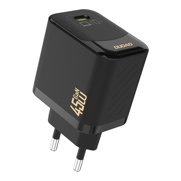 Dudao 45W GaN vægoplader med USB-C og USB-C-kabel - Sort