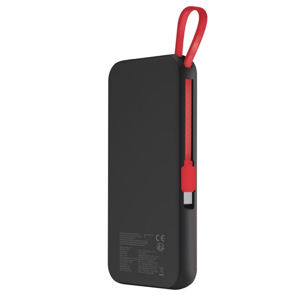 Maxlife Powerbank 10000 mAh med trådløs opladning og indbygget USB-C-kabel