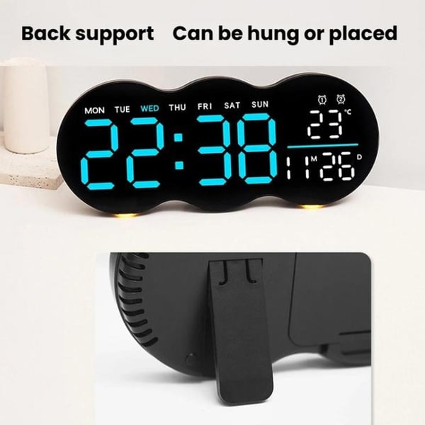 Digitalt vægur / LED-ur med dato / temperatur / ugedag / timer / fjernbetjening