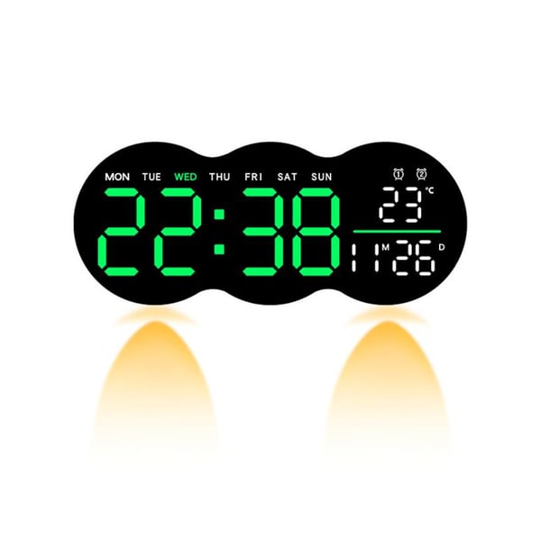 Digitaalinen seinäkello / LED-kello päivämäärällä / lämpötilalla / viikonpäivällä / ajastimella / kaukosäätimellä
