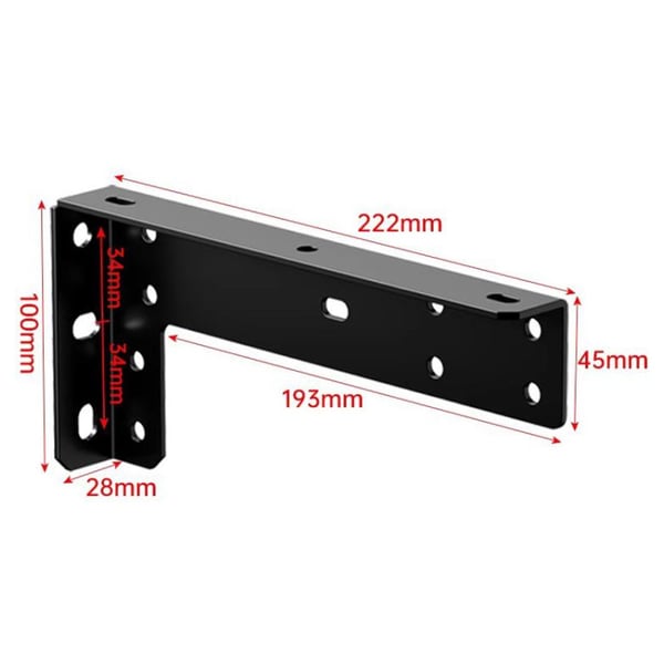 Kraftige beslag til flydende møbler 22,2 cm 2-pak - Sort