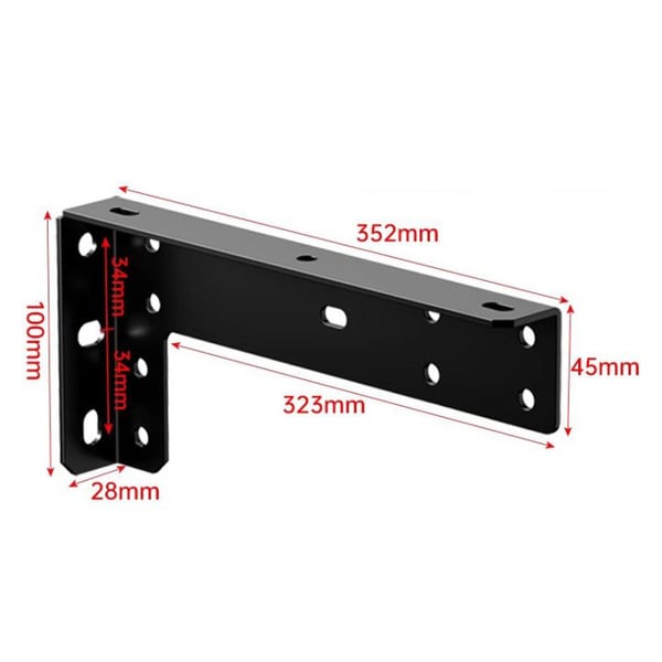 Raskaat kannattimet kelluville kalusteille 35.2cm 2-pack - Musta