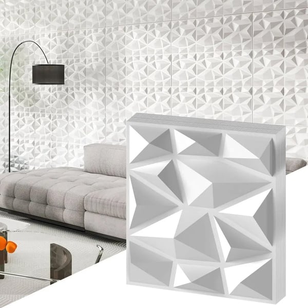 3D-veggpaneler i diamantdesign - 50-pakning, 4,5 m²