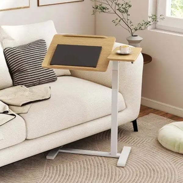 Höj- och sänkbart laptopbord - Vit/trä