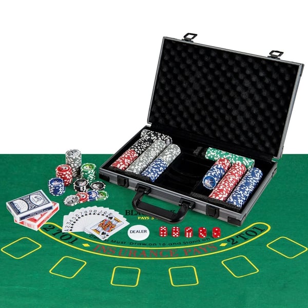 Pokersæt med 400 jetoner / Texas Hold'em-sæt / kort og terninger i aluminiumskuffert