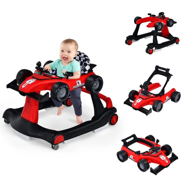 4-in-1-kävelytuoli kilpa-auto / vauvan kävelytuoli / aktiivikävelytuoli musiikilla ja valoilla / kokoontaitettava kävelytuoli 6-18 kk
