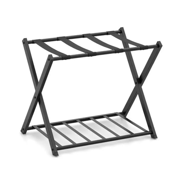 Sammenklappelig bagageholder / sort kuffertstativ / bagagestativ i metal