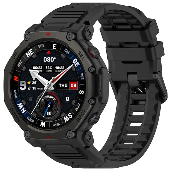 Silikonearmbånd til Amazfit T-Rex 3 Pro 48mm - Sort