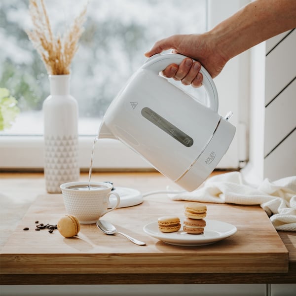 Elkedel 1,7 L med kalkfilter og automatisk slukning / hvid elektrisk kedel / vandkedel