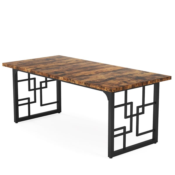 Skrivebord i tre med metallramme / skrivebord i industriell stil for kontor / skrivebord med stor arbeidsflate