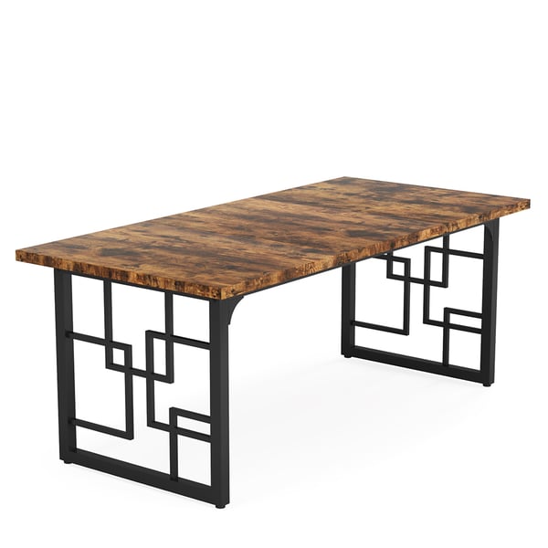 Skrivebord i tre med metallramme / skrivebord i industriell stil for kontor / skrivebord med stor arbeidsflate