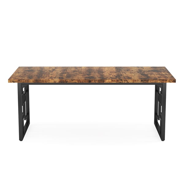 Skrivebord i tre med metallramme / skrivebord i industriell stil for kontor / skrivebord med stor arbeidsflate