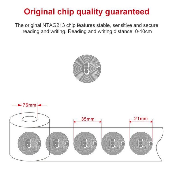 10-Pack NFC tarroja NTAG213 siru 25mm 25mm kanssa