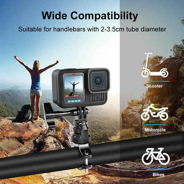 360° actionkamera-holder til styr i aluminiumslegering