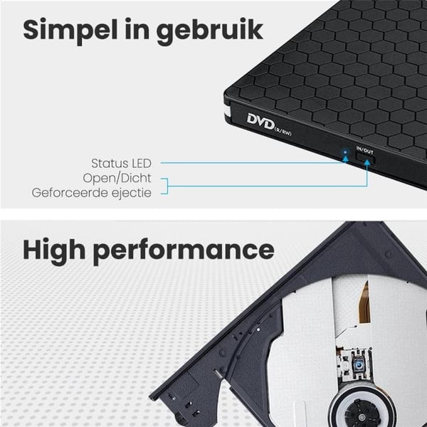 Extern DVD/CD-brännare med USB 3.0 och USB-C
