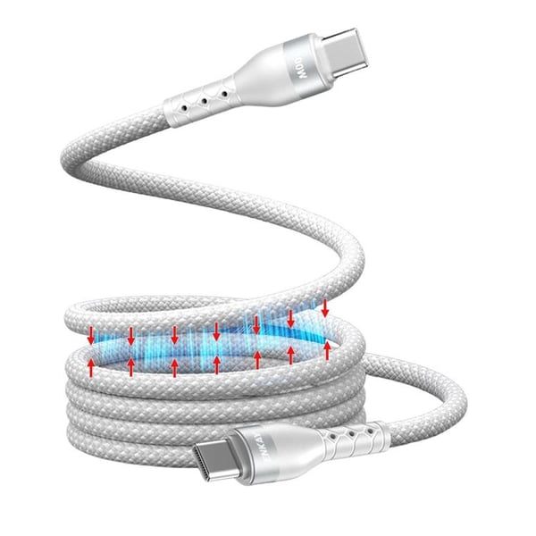 USB-C-magnet med selvrullende funksjon PD 100W 1,5m - Hvit