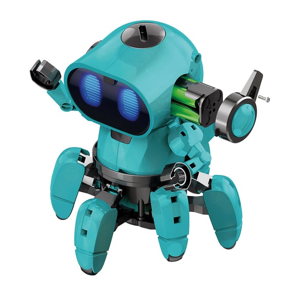 Tobbie The Robot - Blå - Interaktiv byggerobot med IR-sensor og RGB-øjne