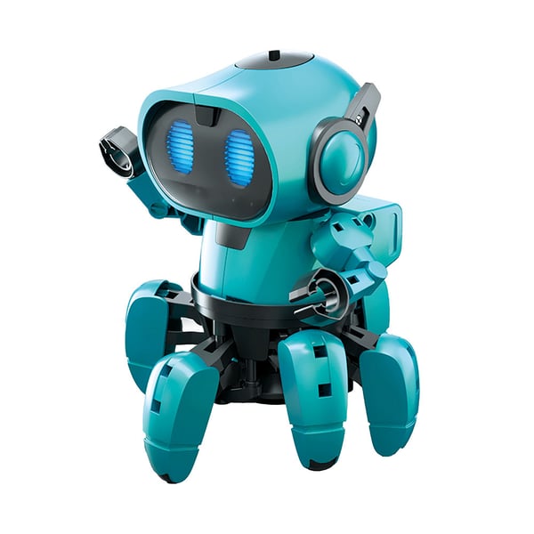Tobbie The Robot - Blå - Interaktiv byggerobot med IR-sensor og RGB-øjne