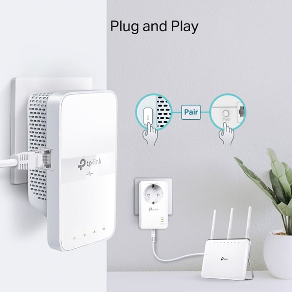 TP-Link TL-WPA7617 KIT Powerline-adapter / WiFi 5 Powerline-adaptersæt / AC1200-netværksadapter / Gigabit Ethernet