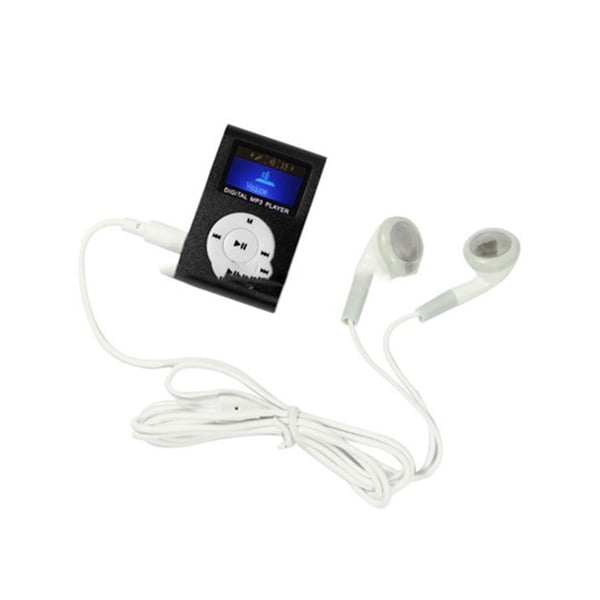 MP3-afspiller med LCD-skærm, hukommelseskortlæser og clips