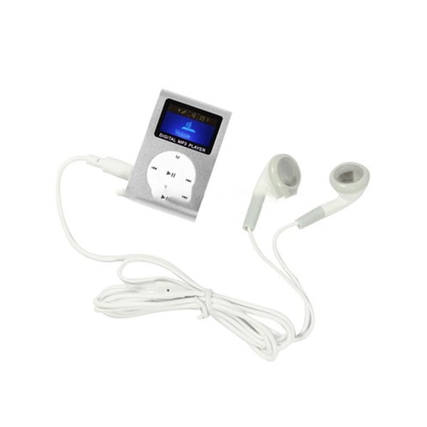 MP3-afspiller med LCD-skærm og MicroSD-læser - kompakt musikafspiller med klips og genopladeligt batteri