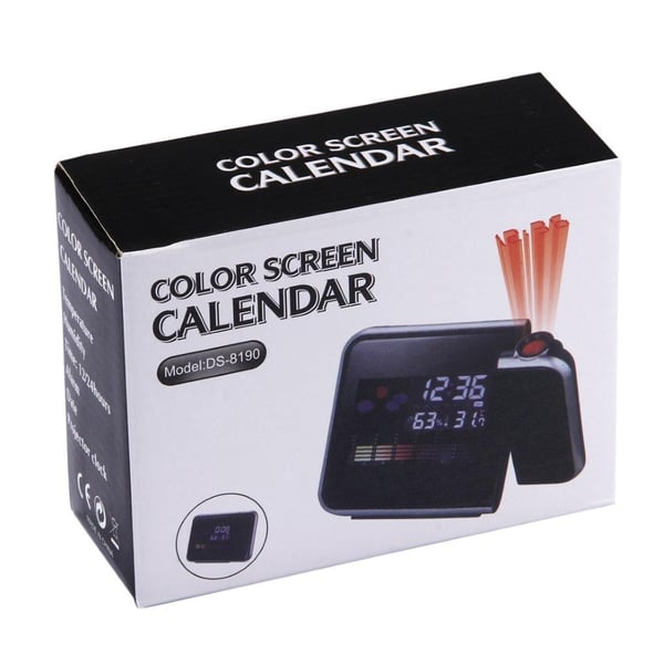 LED-projektorvækkeur med vejrstation/kalender