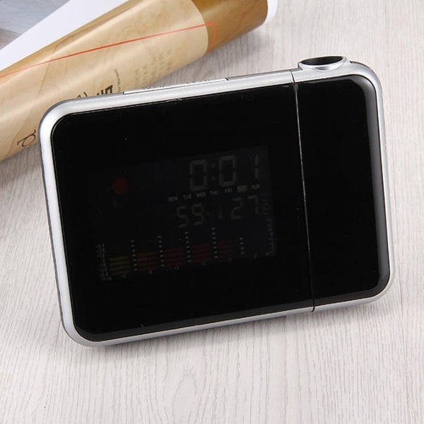 LED-projektorvækkeur med vejrstation/kalender