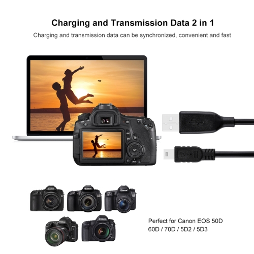 USB-kabel 1 m Mini 5-pins til Canon EOS
