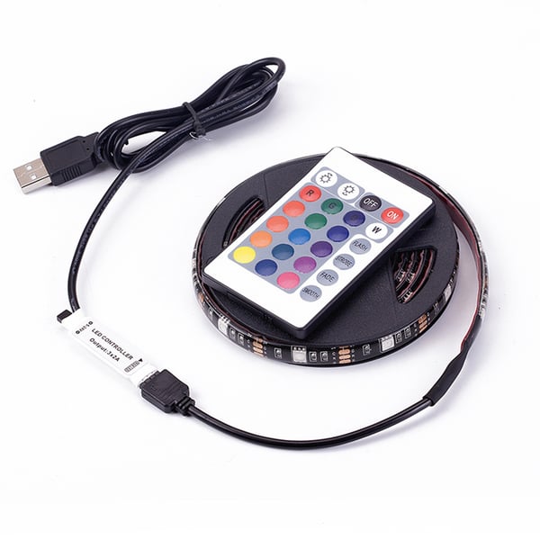 RGB LED-stripe 3 m USB med fjernkontroll – vanntett