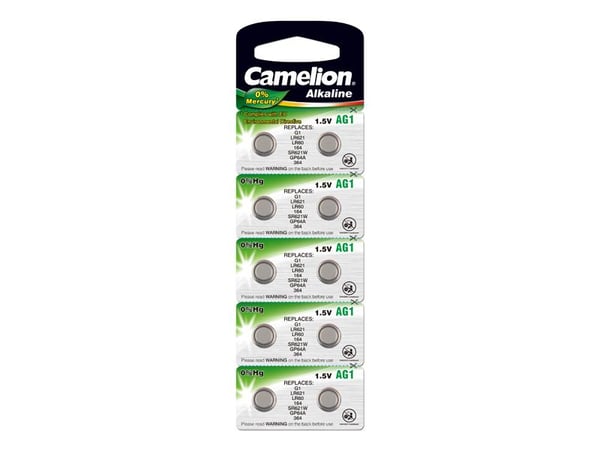 Camelion AG1 / 363 / 364 / LR60 / V364 / SR60 - 1,5V knappcellebatteri i 10-pakning Camelion AG1 / 363 / 364 / LR60 / V364 / SR60 - 1,5V knappcellebatteri i 10-pakning