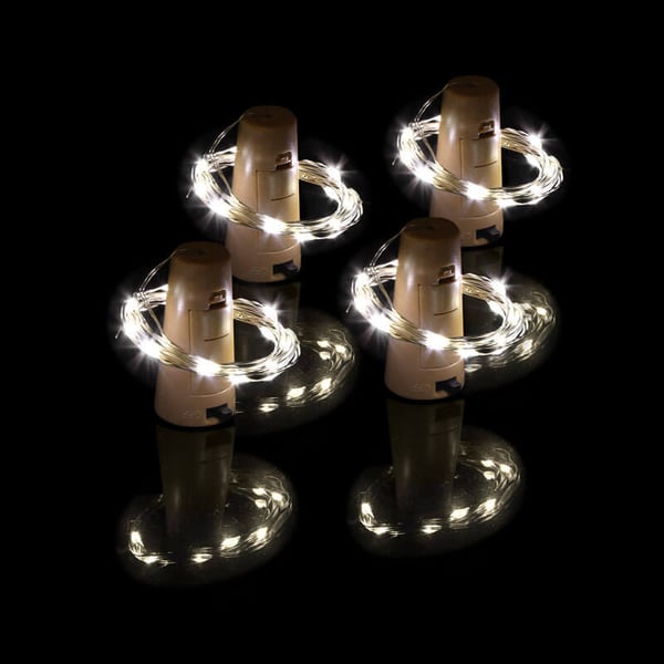 4-pak LED-flaskelys / flaskebelysning
