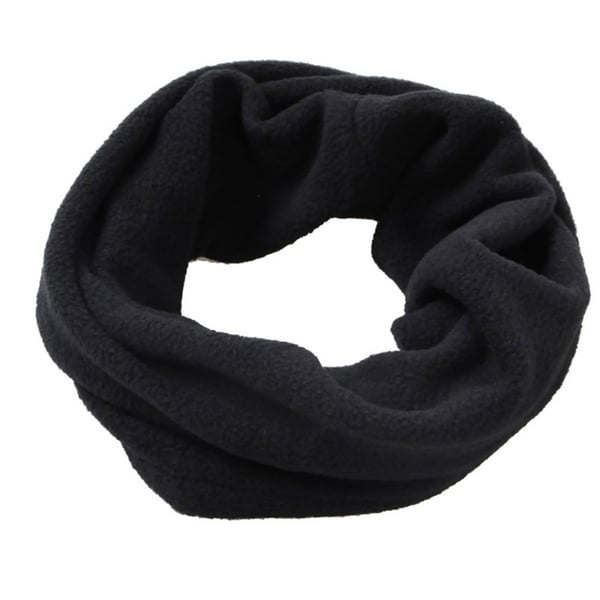Halsvarmer / skjerf med fleece og løpesnor - Svart