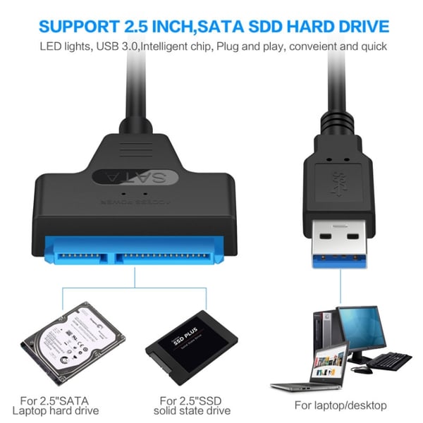 Adapter SATA til USB 3.0 med høj overførselshastighed