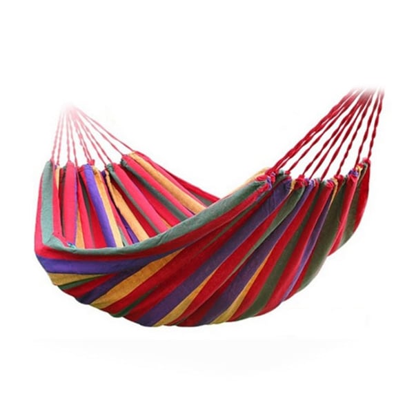 Hängmatta för 2 personer - röd / gul randig - 200 x 150 cm
