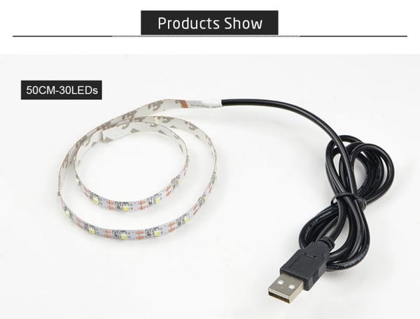 USB-drevet TV-lys 5 meter - varmhvit