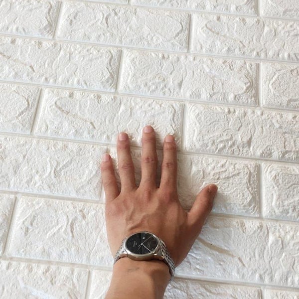Veggdekorasjon/Wall Sticker Murstein 70cm x 77cm Hvit