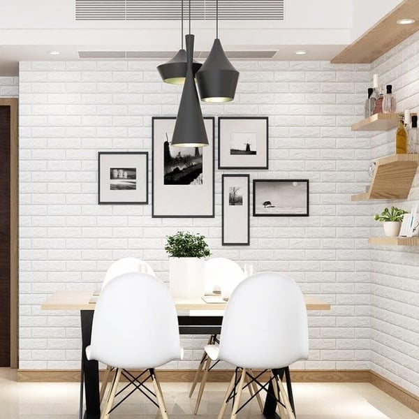 Veggdekorasjon/Wall Sticker Murstein 70cm x 77cm Hvit
