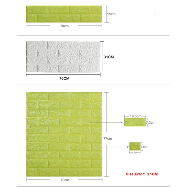 Veggdekorasjon/Wall Sticker Murstein 70cm x 77cm Hvit