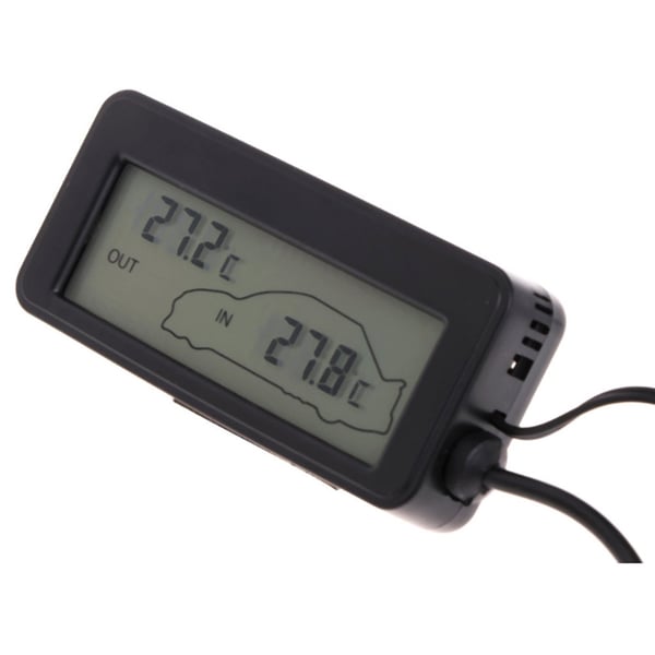 12V biltermometer inne/ute / termometer med LCD til bil / temperaturmätare för cigarettändare