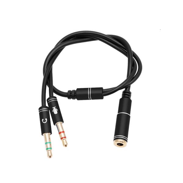 3,5 mm kuulokesovitin / kuuloke- ja mikrofonisovitin / headset-jakaja / 4-napainen 2 x 3,5 mm