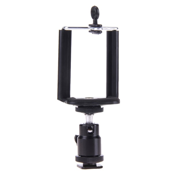 Mobiltelefonholder til kamerastativ / mobilholder til tripod / med hot shoe og kugleled /mobilklemme 5,3-8,5 cm