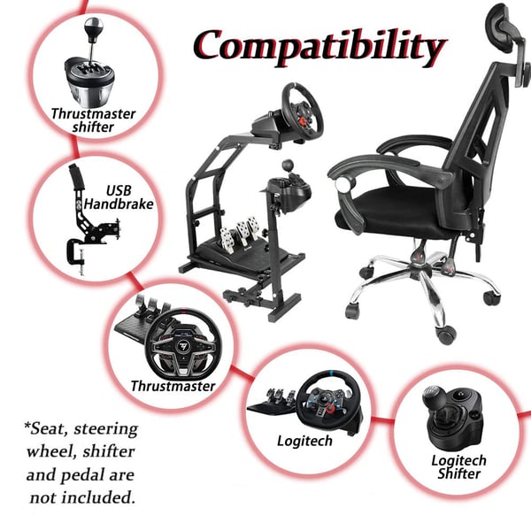 Racingstativ for ratt og pedaler - kompatibelt med Thrustmaster og Logitech