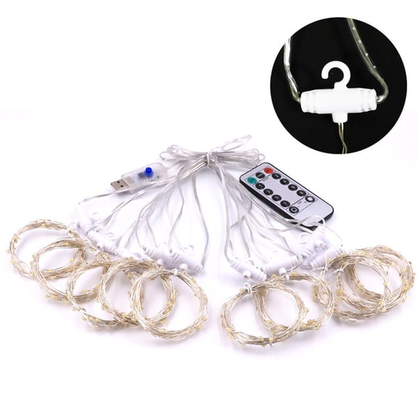 LED-gardin 3 x 3 m / lysgardin / USB-lysgardin / dekorationsbelysning med fjernbetjening